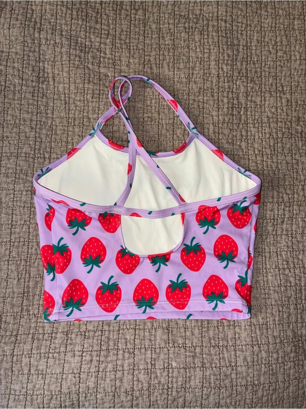 Quince Pink Tank Top with Red Strawberry Print